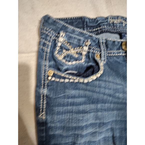 Amethyst Jeans Womens Size 5 Blue Denim Low Ride Western Bootcut Distressed Z - Picture 8 of 14